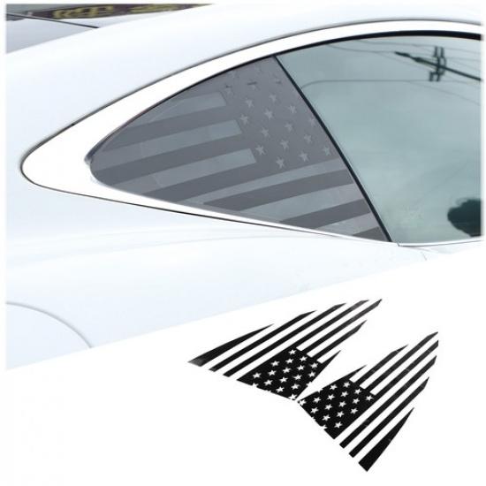 Black US Flag Rear Window Triangular Glass Sticker For Jaguar F-TYPE 2013-