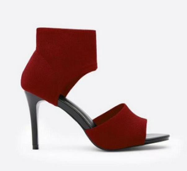 Women's Black Summer High-Heeled Sandals with Comfortable Woven Upper and Thin Heel