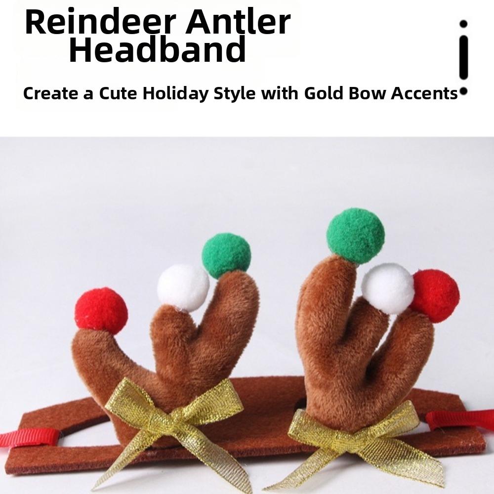 2PCS/Set Warm Christmas Pet Antler Cape Set Lightweight Dog Christmas Costume  Small Dogs Cats