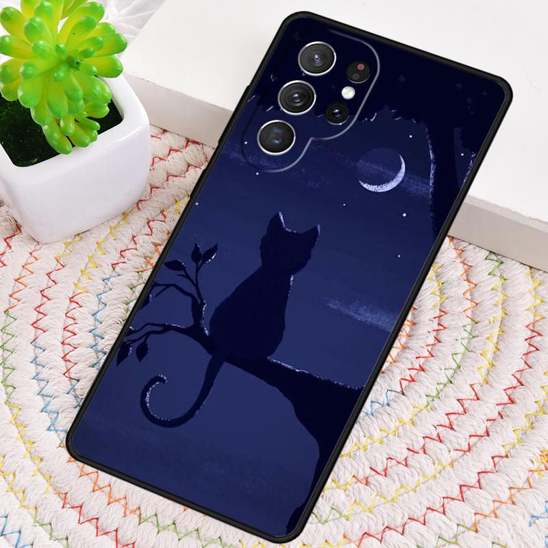 Anime Mond Katze Handyhülle für Samsung Galaxy note 10 pro S26 Ultra S23 S24 FE S25 S21 S22 PLUS stoßfeste Hülle