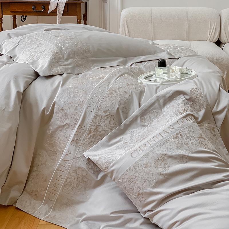 100 Count Long Staple Cotton Bedding Set Plant Flower Patterns Embroidered Duvet Cover TwinFull QueenSize Bed Sheet Fitted Sheet