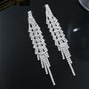 High-end full diamond tassel long earrings for women