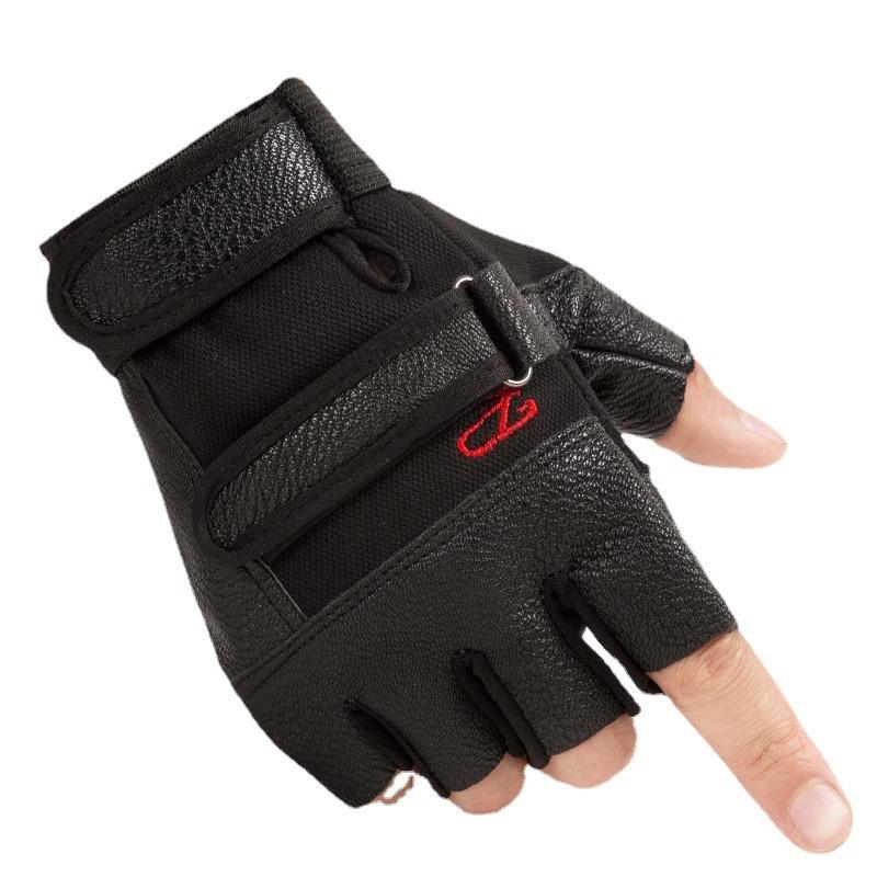 Half Finger Leather Gloves Men and Women Outdoor Sports Cycling Fitness Mountaineering Cross-Fighting Wild Motorcycle Leather Gloves