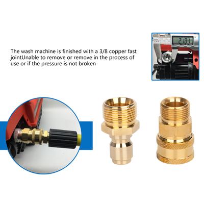 1 Coppia Connettore Rapido in Ottone da 3/8 di Pollice con Adattatore Pin M22 da 15 mm per Tubo e Uscita Idropulitrice ad Alta Pressione