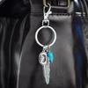 Elegant Cow Head Horseshoe Keychain Adorned With Delicate Leaves Bull Head And Stylish Fringes For Daily Use