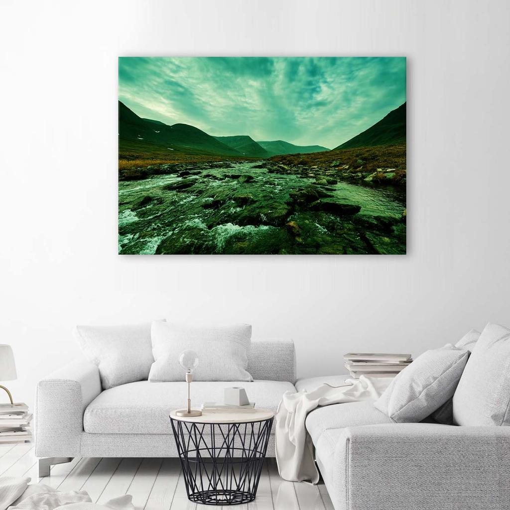 Canvas print, Mountain river landscape in green