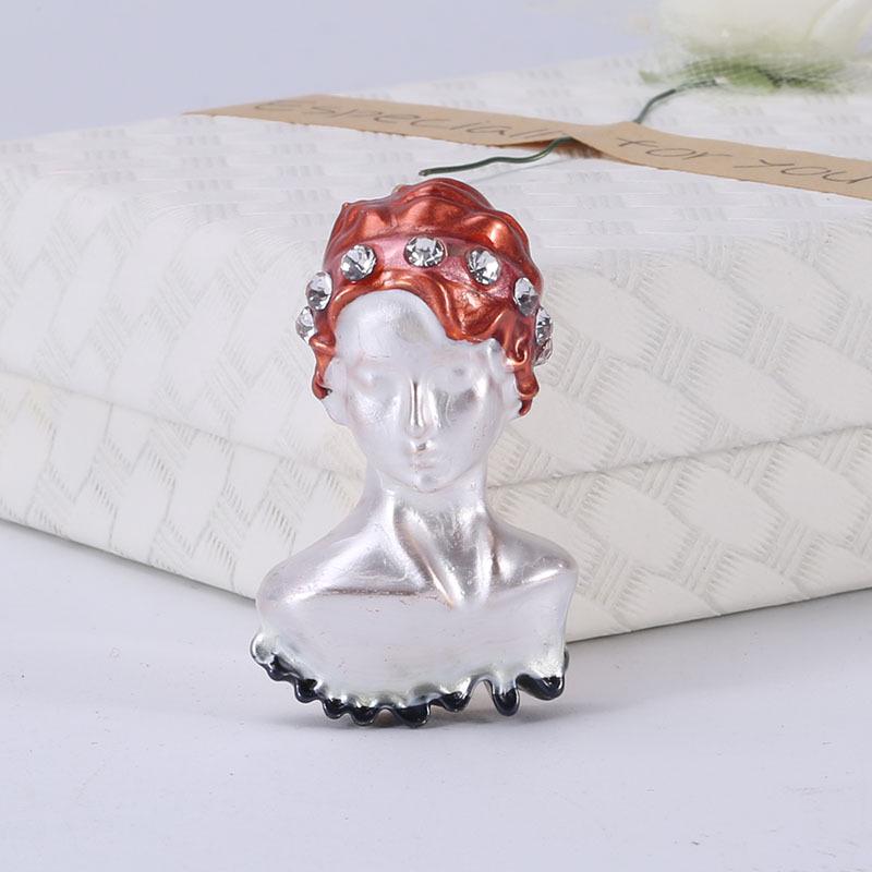 Creative Fashion Classic Character Brooch, Alloy Drip Rhinestone Brooch, High-End Clothing Accessories Pin