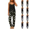 Women Sleeveless Pullover Casual Top with Back Cutout Loose Fit and Elastic Waist Floral Print Pants Two Piece Lounge Set