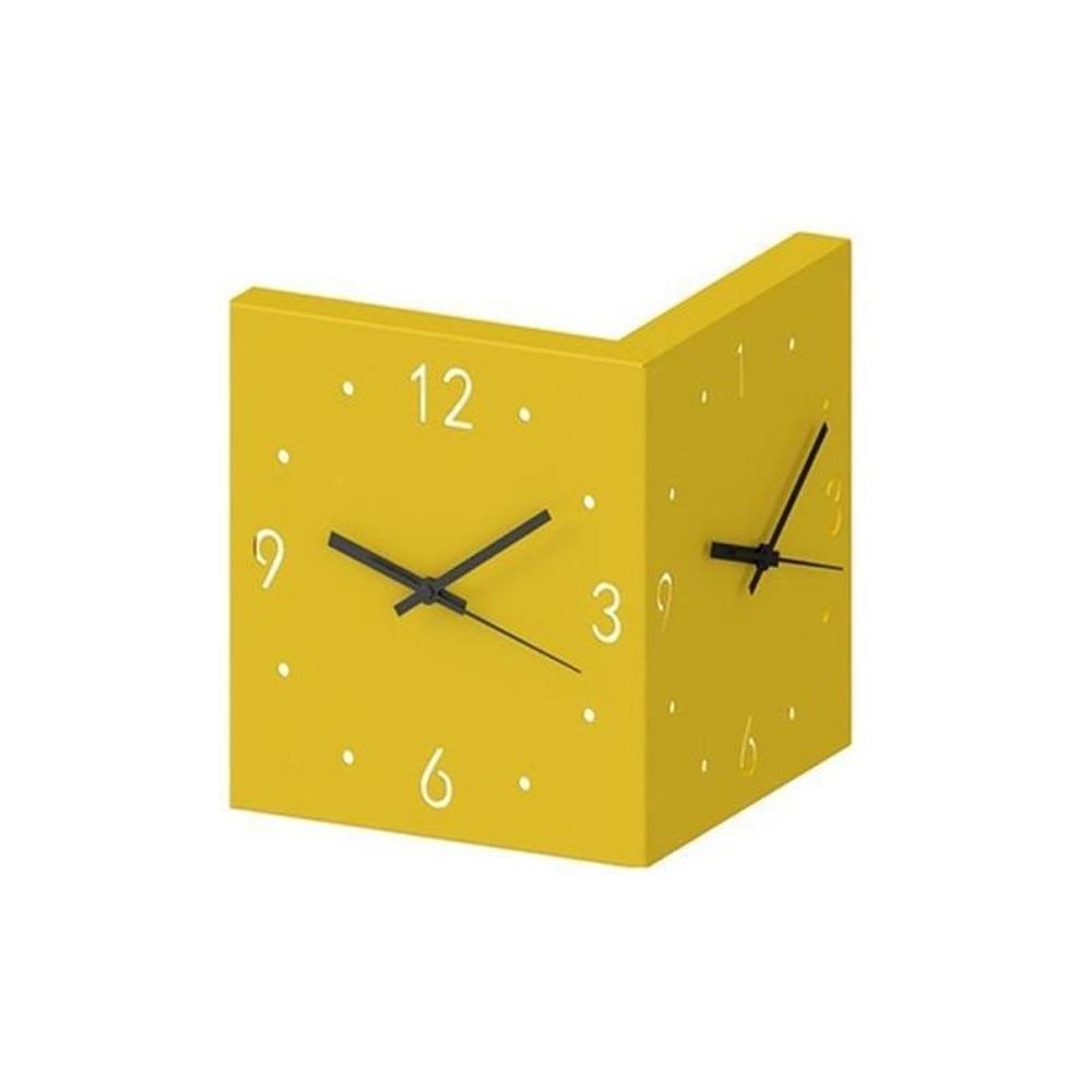 

Non Ticking LED Corner Wall Clock Square Shape Metal Frame Double Sided Wall Clock Hollowed Out Inductive Luminous жовтий