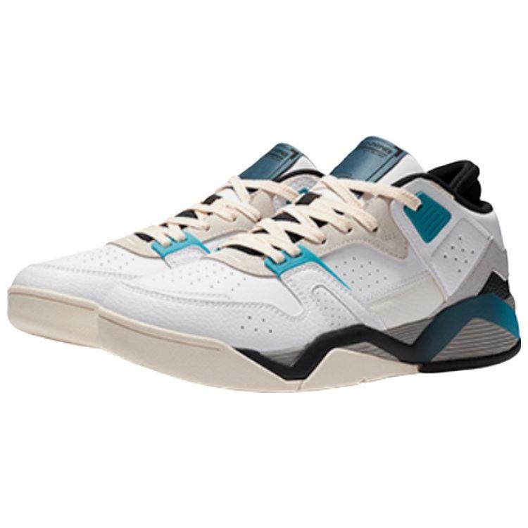 Li-Ning Non-Slip Wear-Resistant Low-Top Retro Basketball Shoes Men Sneakers White Blue AGBS031-3