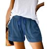 Women  Summer Casual High Waisted Elastic Drawstring Shorts with Big Pockets Solid Lace Up Loose Wide Leg Pants