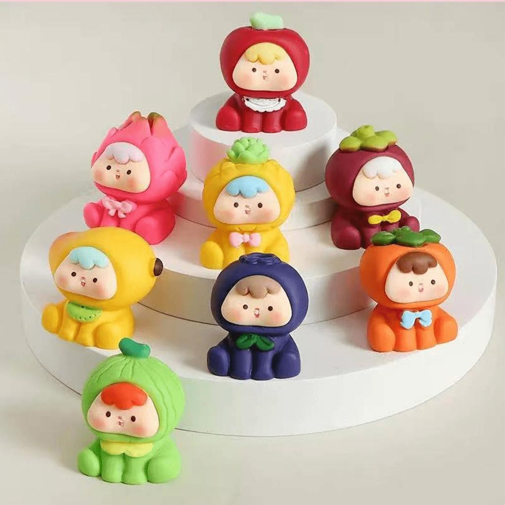 2pcs Random Style ,New Matte Fruit Cutie Blind Box Creative Desktop Ornament, Car Decor Keychain, Versatile For Multiple Scenarios! Random Style