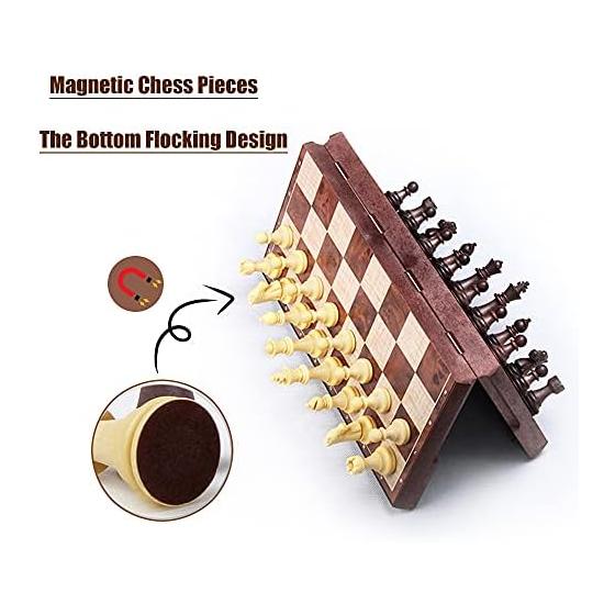 2 in 1 Chess/Checkers Set Magnetic Game Set Folding Board Convenient to Carry (Chess + Checkers Set)