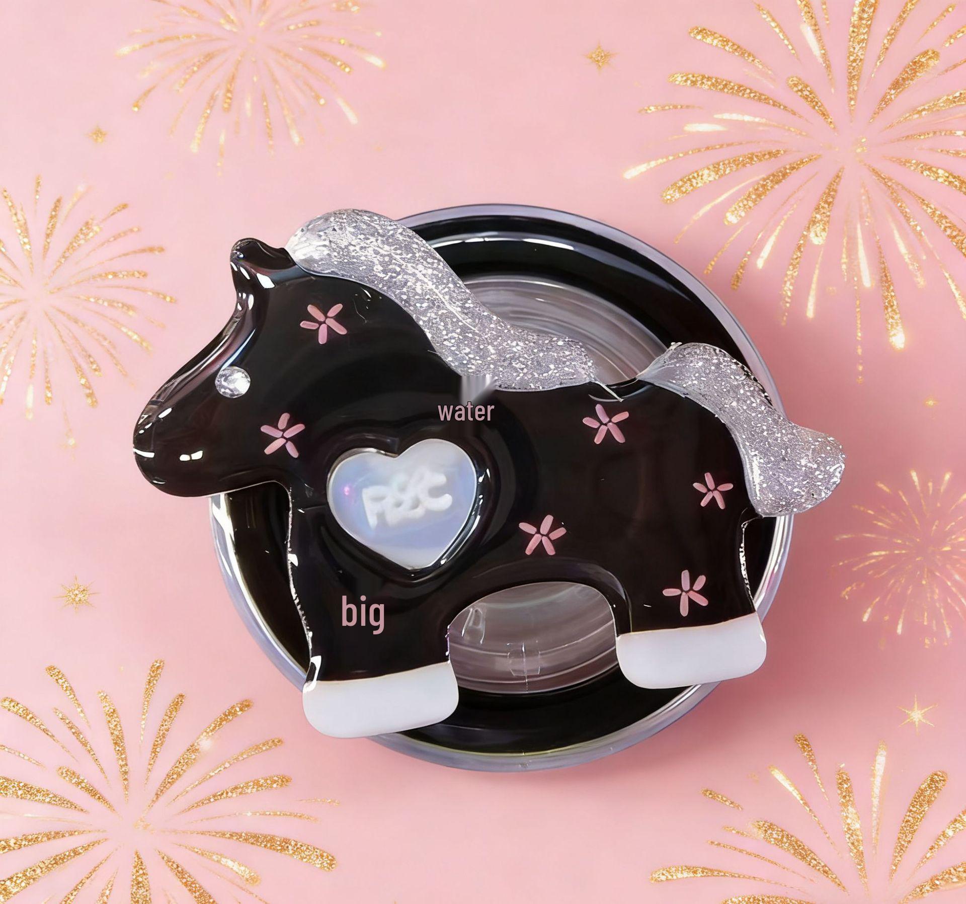 

Adorable Glitter Shell Horse Mirror Phone Stand Holder