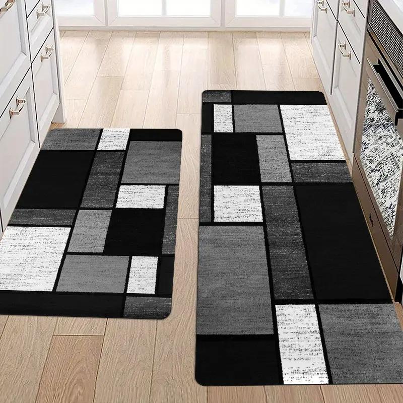 VIKAMA Modern Geometric Kitchen Carpet Comfortable Hallway Bedroom Floor Mats Non-Slip Entrance Door Mats Home Decoration