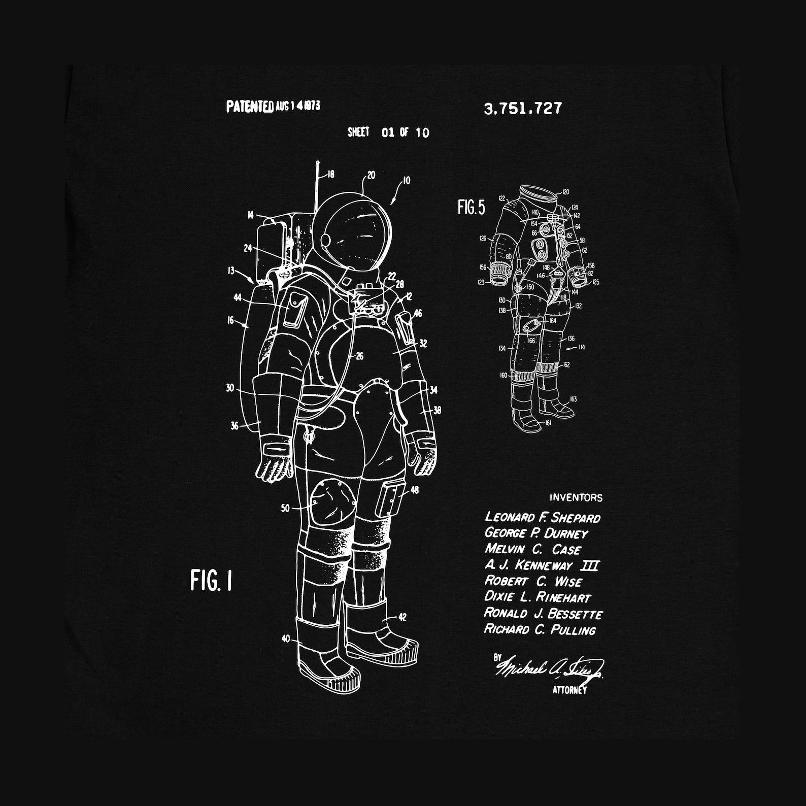 Space Suit Patent T-Shirt: 1968 Astronaut Design 2XL
