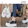 Women's Height-Boosting Thick-Soled White Sneakers for Spring & Autumn A8905