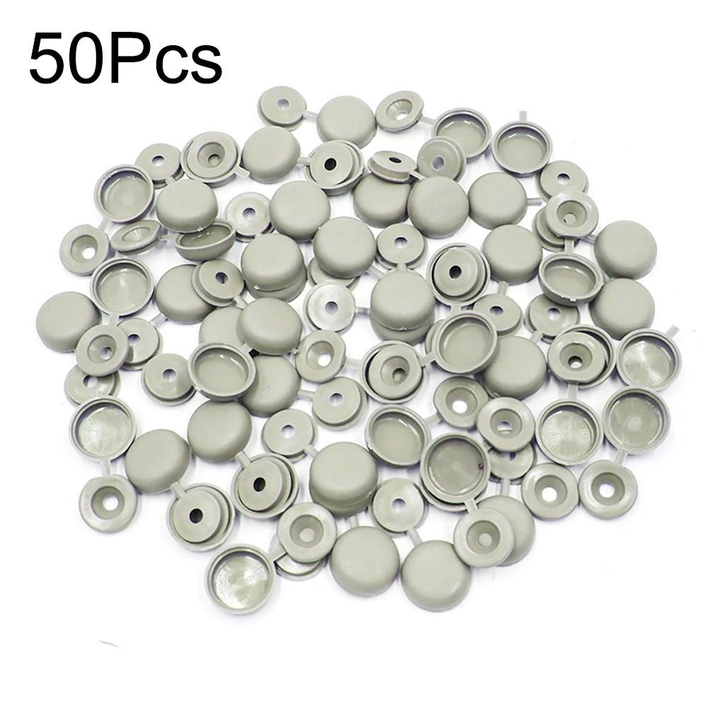 Screw Hinged Screw Cover 4mm 50pcs Fold Cover For Auto Car Decor Gray Hinged