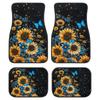 Sunflower with Butterfly Universal Car Floor Mats Set,4 Pack  All Weather Car Floor Carpets Protector Rugs for Women Driver Gift