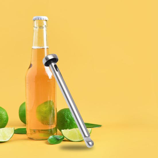 2ks Pivní chladící tyčinka Znovu použitelný materiál Opakovaně použitelné tyčinky na chlazení nápojů Nerezová tyčinka na ledové víno s otvírákem na láhve