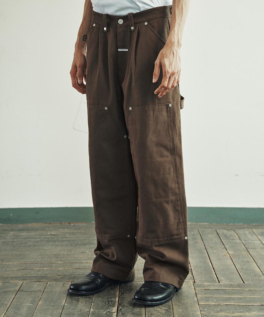 THEVINYLHOUSE Stitch Double Knee Pants Brown