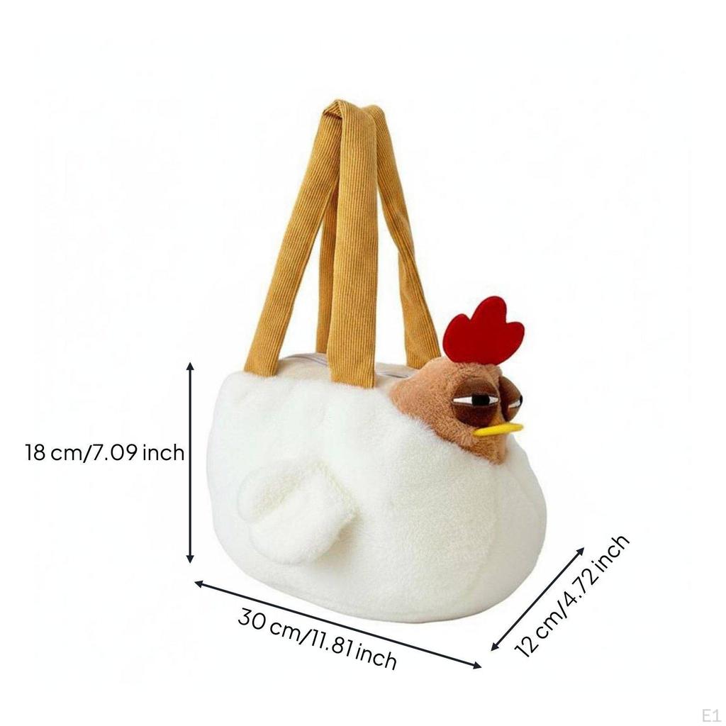 Fuzzy Chicken Bag Cute Fun Novelty Design Stuffed Animal Purse for Teens, Girls,