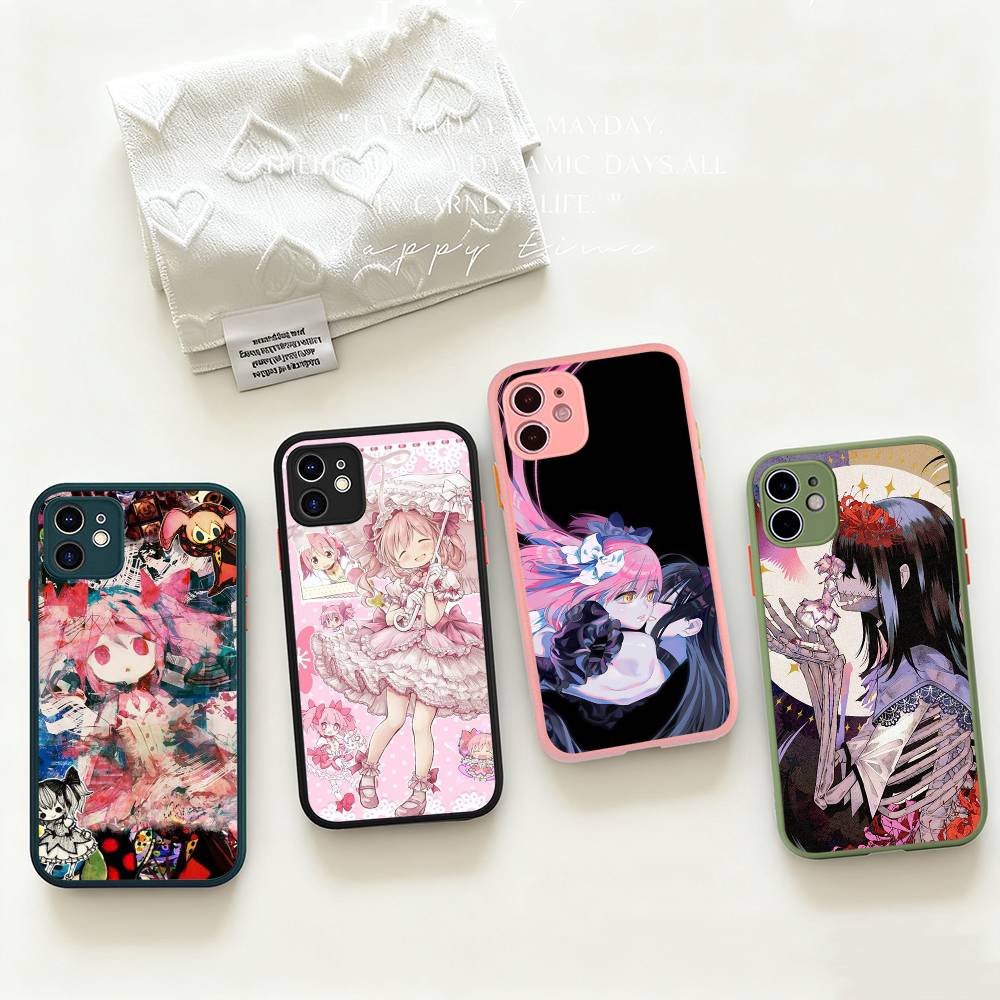 Coques de téléphone pour iPhone 16 15 14 Plus 13 12 11 Pro Max, Housse de téléphone Bumper Mate Oft, Fille Anime Puella Magi Madoka Magica