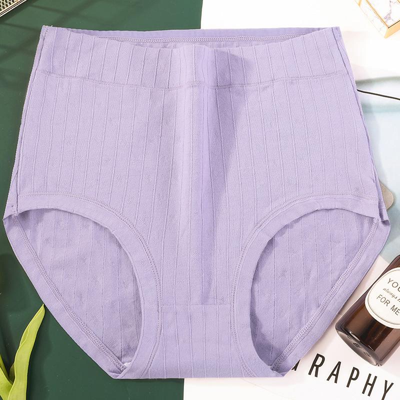 Women's High Waist Plus Size Cotton Underwear Breathable Solid Color Maternity Festival Briefs For Mature Women