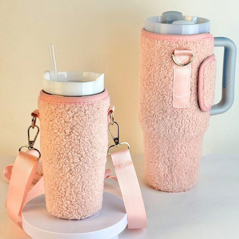 Suitable for Stanley Ice Cup Sleeves, 16Oz/40Oz Large Capacity Insulated Cup Sleeves, Plush Hand-Held Cross-Body Water Bottle Bag