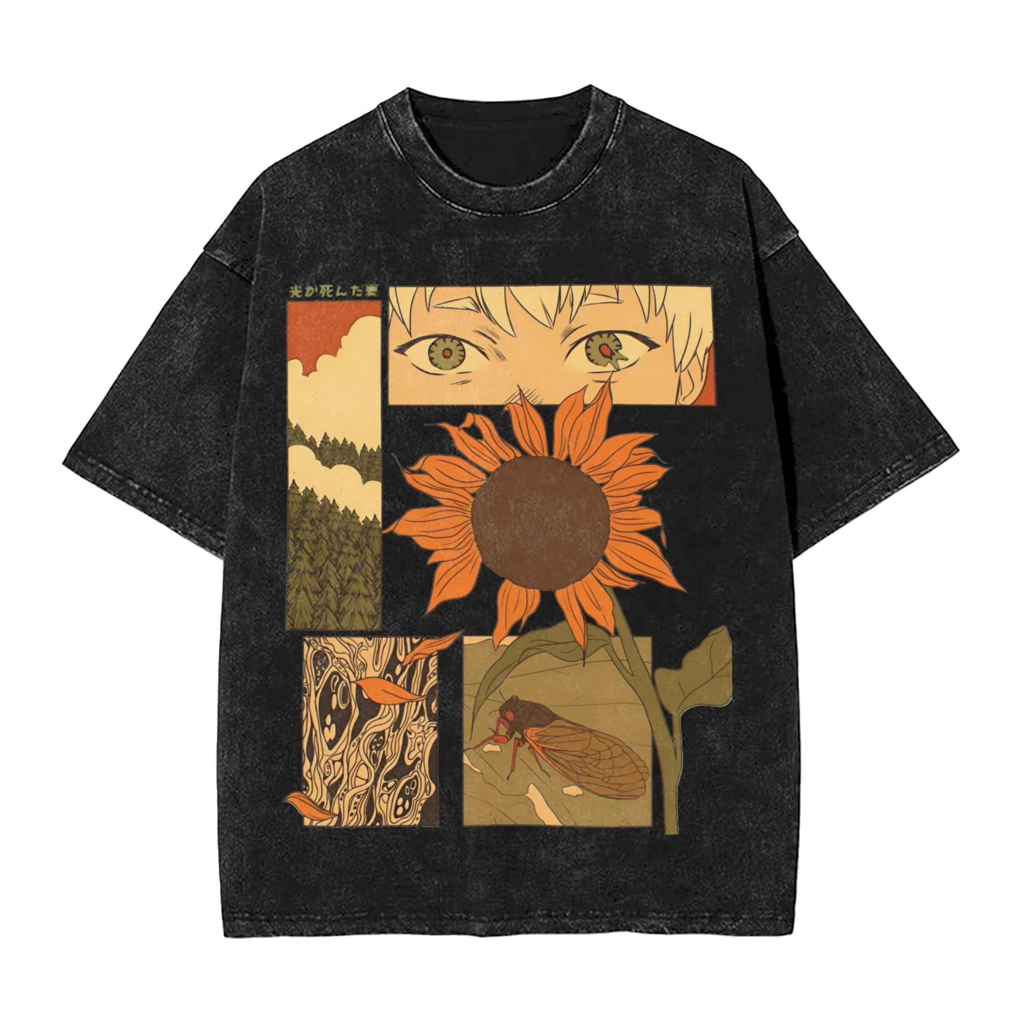 Vintage Washed TShirt The Summer Hikaru Died Simple T Shirts Leisure Tshirt for Man Beach YK Basic Pattern Tees M