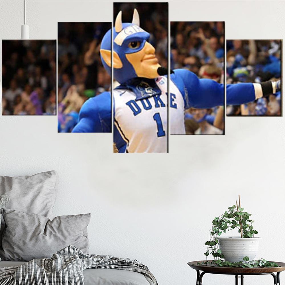 

5 Pieces Wall Art Canvas Painting Blue Animation Figure Mascot Poster For Modern Home Decoration Living Room Frame Pictures