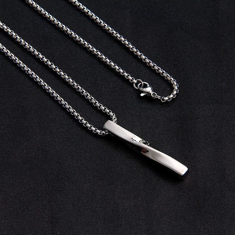 Trendy Spiral Geometric Pendant Necklace: Minimalist Hip-Hop Style for Men, Boys, and Girls In Cool Titanium Steel.