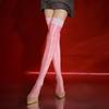 Pink Purple White Floral Lace Top Silicone Hold Up Thigh High Stockings 80D Oil Shiny Party Socks Hot Pole Dance Clubwear