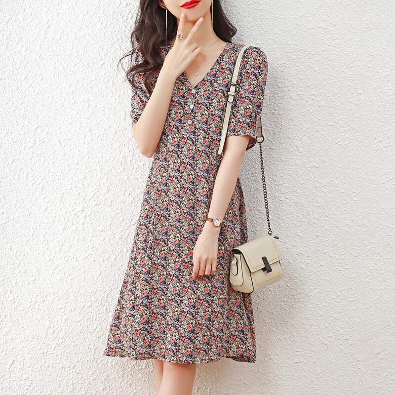 Srcr Women s Elegant Floral Midi Dress L