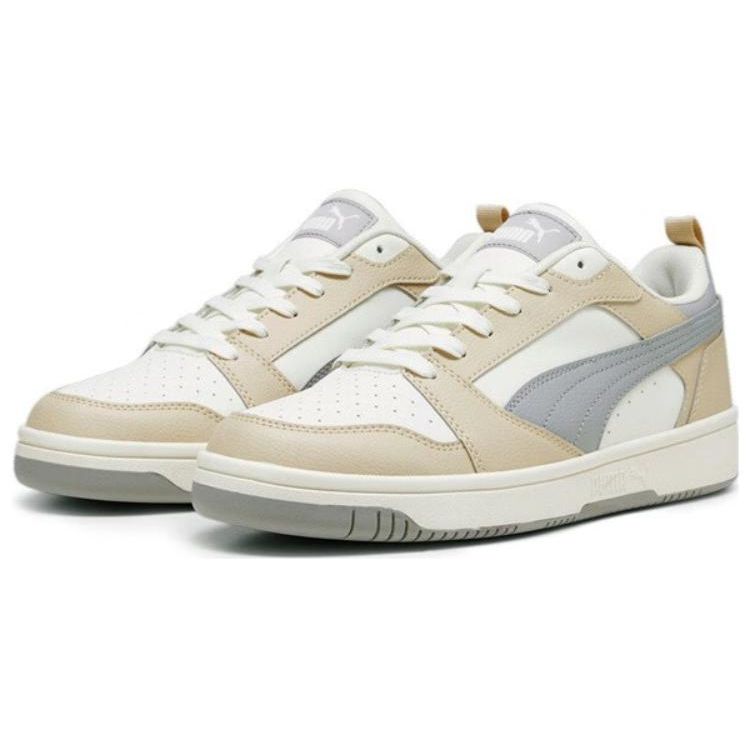 Puma Rebound V6 Low Granola Concrete Unisex Sneakers Tan Warm-White Concrete-Grey 392328-09