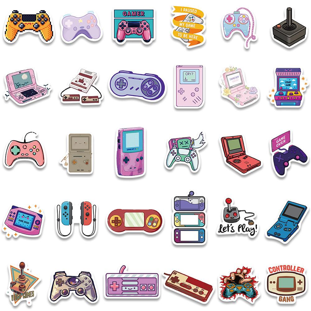 10/30/60pcs Funny Colorful Video Game Console Stickers Vintage Gamepad Cartoon Sticker Stationery Notebook Phone Decals Toy Gift