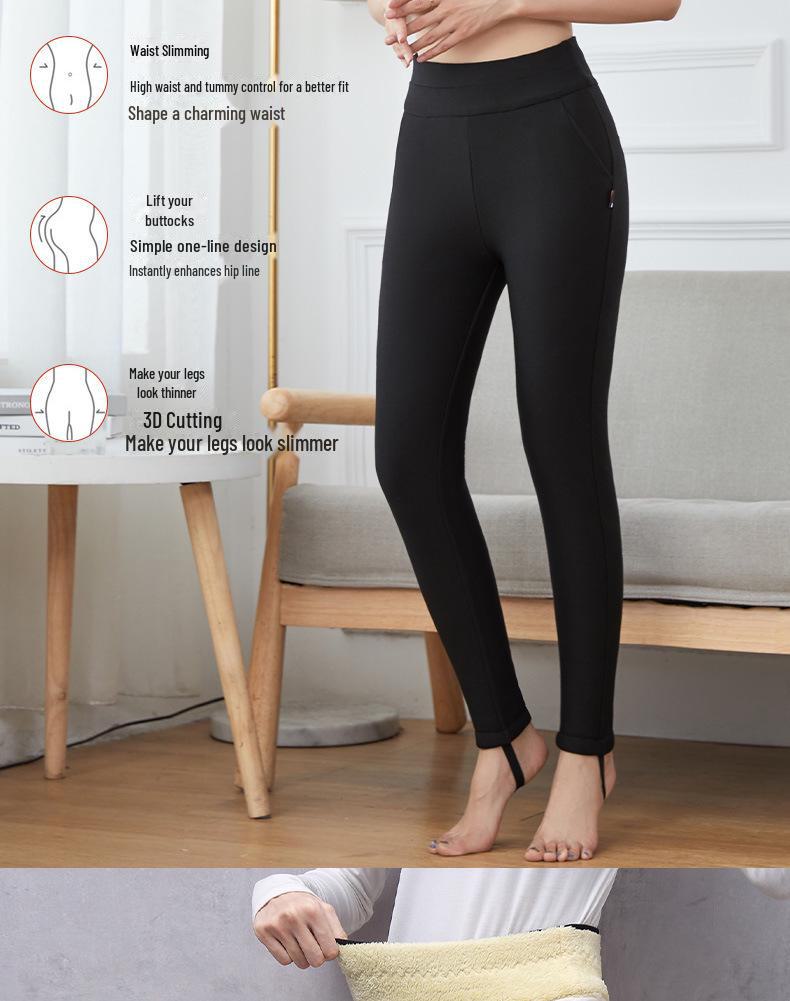 Northeast Women's Extra Thick High Waist Lambskin Cotton Winter Leggings
