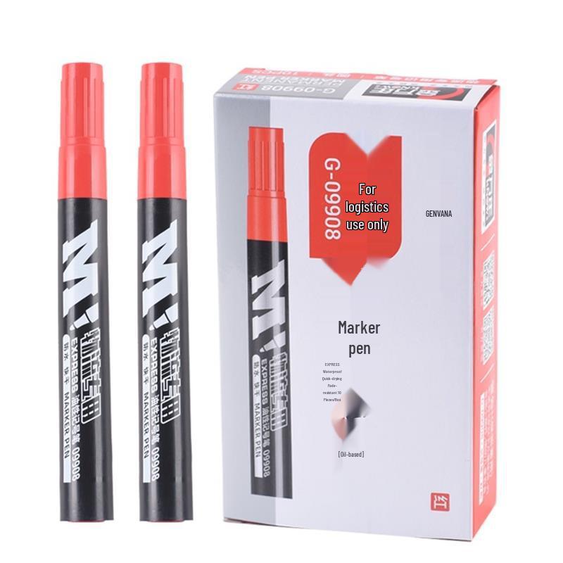 Logistics Special: Fast-Drying Black Marker, Waterproof & Non-Fading, Large Oil-Based Thick Tip.