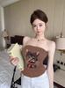 #Summer New Spice Girl Cartoon Kitten Print Tube Top Slim Fit Fixed with Chest Pad Comfortable and Versatile