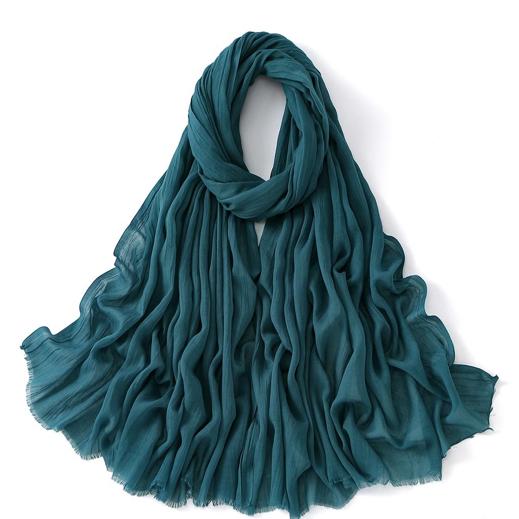 Muslim Cotton Rayon Hijab Solid Color Plain Scarf Women Soft Cotton Viscose Thin Voile Shawl Remove Edge Headscarf Turban