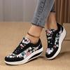 Women's Vintage Print Casual Sneakers Lace Up Platform Soft Sole Walking Shoes Round Toe Sport Shoes