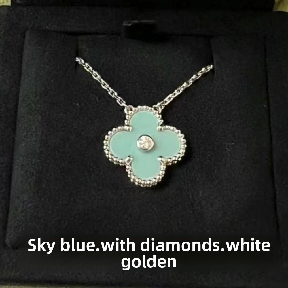 Kvinners Firkløver Halskjede Enkelt Blomst Hvit Perlemor Rød Agat Anheng Kragebenskjede