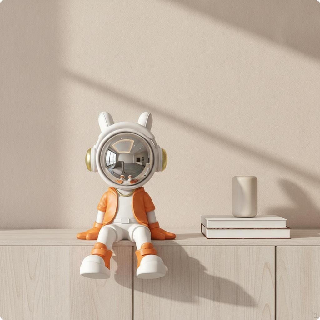 Dekorace astronauta s helmou, pryskyřičná soška, stolní figurka pro sběratele, do kanceláře,