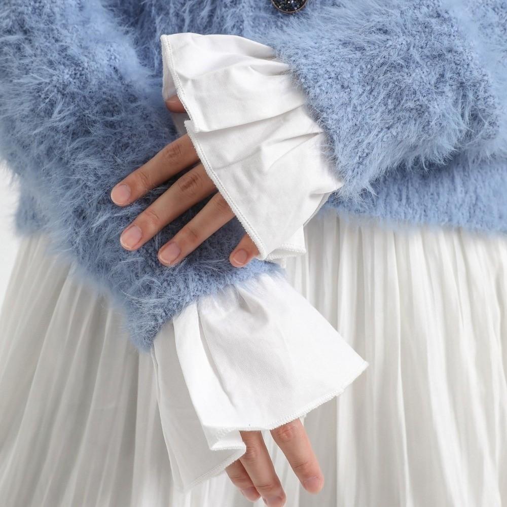 Ruffles Pleated Fake Sleeves Chiffon Fake Flared Sleeves Sweet Hand Wrist Cuffs Sweater Decorative