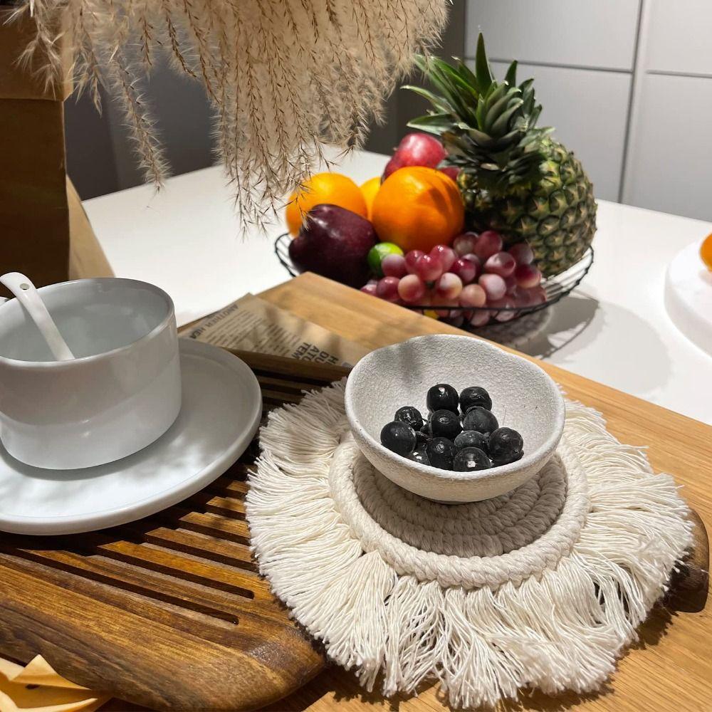 Tassels Water Cup Mat Absorbent Insulated Dining Table Mat Boho Coaster Tabletop Protection