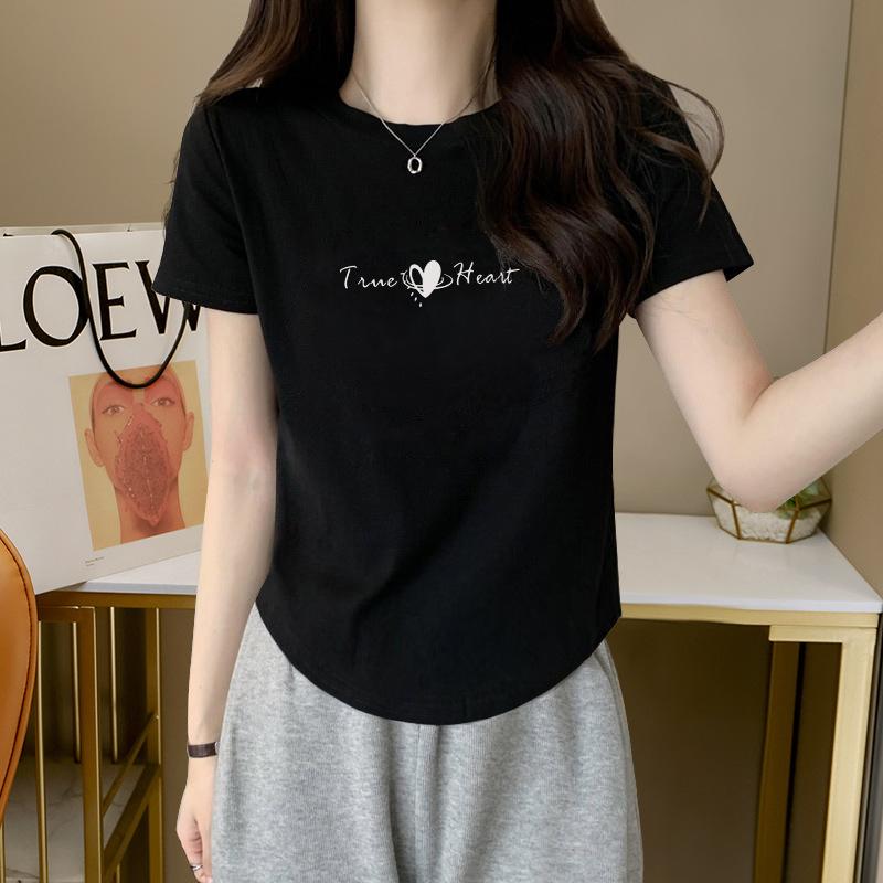 

Summer 2025 New Versatile Slim-fit Cotton T-Shirt Women s Short Sleeve Design Niche Irregular Short Top XXL