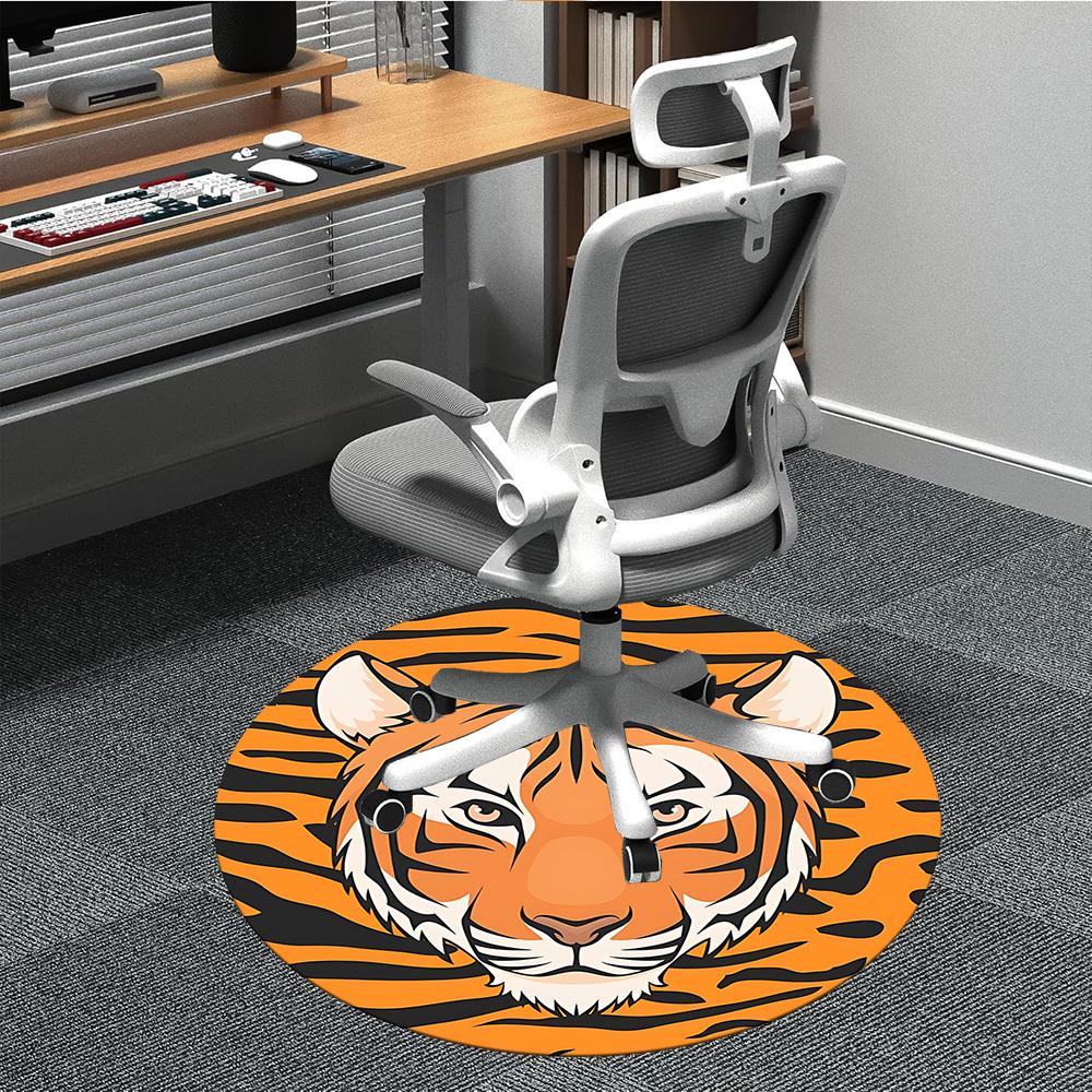 

1pc Tiger Print Chair Carpet for Office, Round Non Slip Durable Large Size Office Carpet, Suitable for Office 80cm