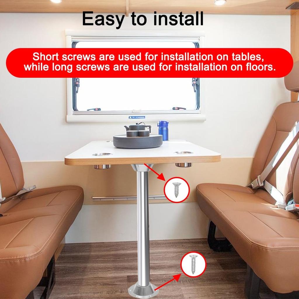 2PCS RV Table Base Mount, Aluminum Camper Pedestal Table Base Flange Leg Mount Flush, Table Floor Mounting Base Plate With 6 Mounting Holes Including