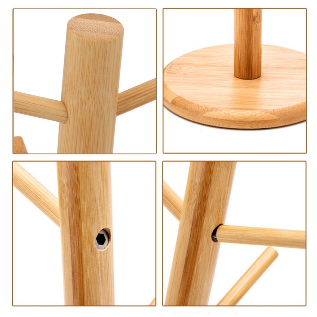 Coffee Cup Holder Space Saving Bamboo Coffee Mug Tree Rack Holder Organizer for Storage Display Drying Mugs Coffee Mug Tree Rack