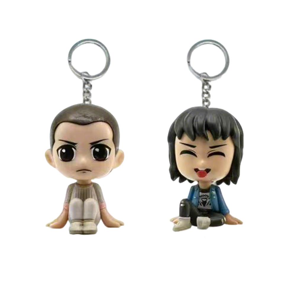 8pcs Q version Stranger ELEVEN Demogorgon DUSTIN Barb Steve Robin Keychain Toy Vinyl Figure Pocket Things Keychain Scale Ratio Model Toy